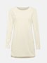 Casual Fluffy Zipper Long Sleeve Solid Knitted H-line Sweater