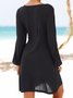 Crew Neck Black Women Summer Dresses Shift Daily Casual Plain Dresses
