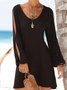 Crew Neck Black Women Summer Dresses Shift Daily Casual Plain Dresses