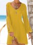 Crew Neck Black Women Summer Dresses Shift Daily Casual Plain Dresses
