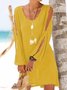 Crew Neck Black Women Summer Dresses Shift Daily Casual Plain Dresses