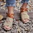 Women Plus Size Denim Cloth Adjustable Buckle Sandals