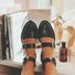 2019 Fashion Trends Low Heel Pink Color block Buckle Flats