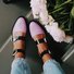 2019 Fashion Trends Low Heel Pink Color block Buckle Flats