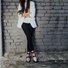 2019 Fashion Trends Low Heel Pink Color block Buckle Flats