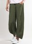Women Casual Wide Leg Shift Cotton Pockets Solid Pants
