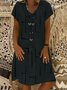 Short Sleeve Solid Casual Shift Knitting Dress