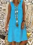 Casual Plain V-neck Sleeveless Dress