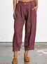 Summer Linen Women Daily Loose Capri Pants With Pockets