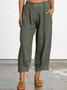 Summer Linen Women Daily Loose Capri Pants With Pockets