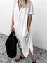 V Neck Women Summer Weaving Dress Shift Linen Weaving Dress