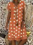 JFN V Neck polka dots Casual Midi Linen Dress