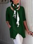 Linen Crew Neck Half Sleeve Solid Shirt & Blouses