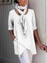 Linen Crew Neck Half Sleeve Solid Shirt & Blouses