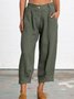 Summer Linen Women Daily Loose Capri Pants With Pockets