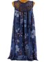 Summer Floral Casual Holiday Crew Neck Sleeveless Paneled Printed Dress