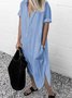 V Neck Women Summer Weaving Dress Shift Linen Weaving Dress