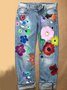 JFN Fashion Denim Floral Casual Jeans