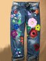 JFN Fashion Denim Floral Casual Jeans