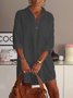 Casual V Neck Cotton Plain Knitting Dress