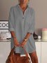 Casual V Neck Cotton Plain Knitting Dress