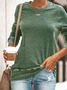 Women Cotton-Blend Casual Basic Long Sleeve Crew Neck T-Shirt