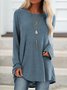Solid Round Neck Loose Long Sleeves T-shirt