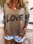 Knitted Long Sleeve Letter Sweetheart Sweater