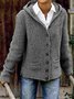 Winter Casual Regular Fit Solid Buttoned Hooded Cardigan