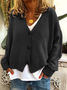Winter Knitted Wool Blend Long Sleeve V-neck Sweater Coat
