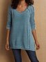 JFN V Neck Solid Casual Tunic Tops