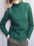 JFN Deep Green Turtleneck Cotton-Blend Vintage Shirt & Top