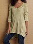JFN V Neck Solid Casual Tunic Tops