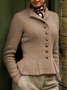 Women Elegant Short Vintage Sweater Cardigans Flounce Knit Slim coat