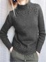 Deep Green Turtleneck Cotton-Blend Vintage Shirt & Top