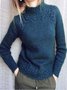 Deep Green Turtleneck Cotton-Blend Vintage Shirt & Top