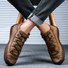 Menico Men Hand Stitching Vintage Microfiber Leather Lace Up Comfy Soft Ankle Boots