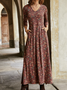 Red Casual Floral Cotton Dress