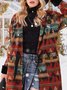 Women Lace Up Tribal Shawl Collar Boho Sweater coat With Belt