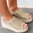 Women's Platform Weaving Peep Toe Buckle Sandals