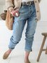 Blue Casual Buttoned Jeans
