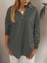 Stripes V Neck Casual Long Sleeve Blouses