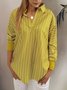 Stripes V Neck Casual Long Sleeve Blouses