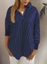 Stripes V Neck Casual Long Sleeve Blouses