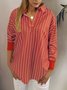 Stripes V Neck Casual Long Sleeve Blouses