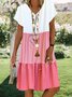 JFN V Neck Colorblock Casual Mini Dresses