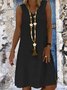 Casual Plain V-neck Sleeveless Dress