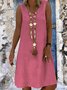 Casual Plain V-neck Sleeveless Dress