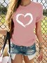 Vintage Short Sleeve Love Heart Printed Plus Size Casual Tops