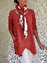 Linen Crew Neck Half Sleeve Solid Shirt & Blouses